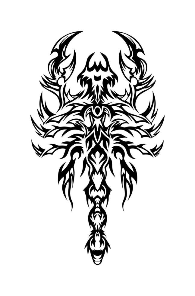 escorpión tribal tatuaje negro y blanco diseño vector