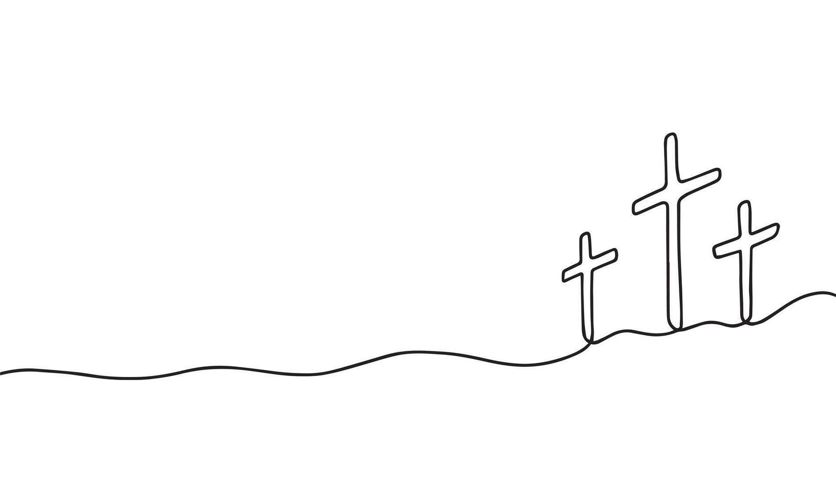 hill with three cross illustration vector
