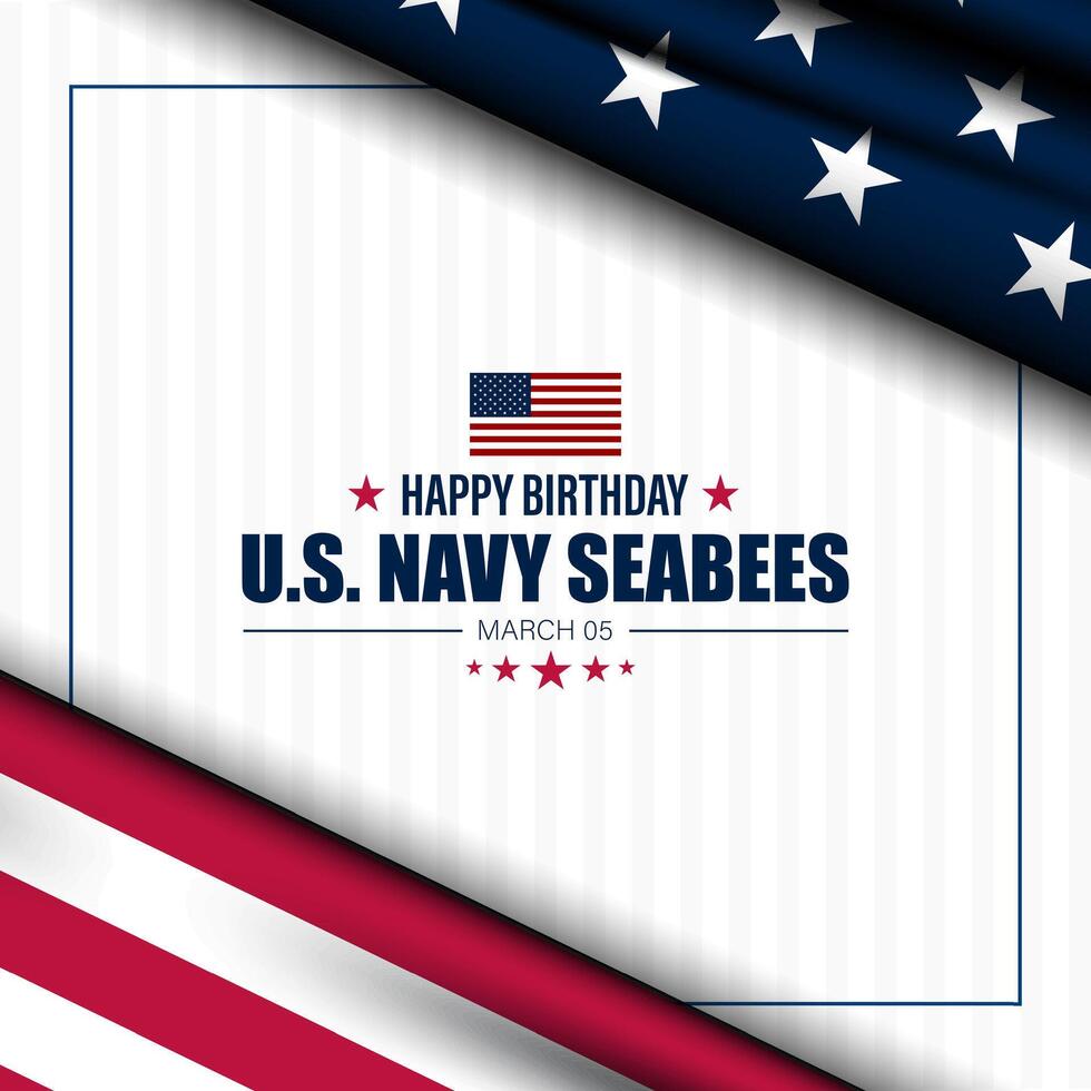 Happy  Birthday US Navy Seabees March 05 Background Vector Illustration