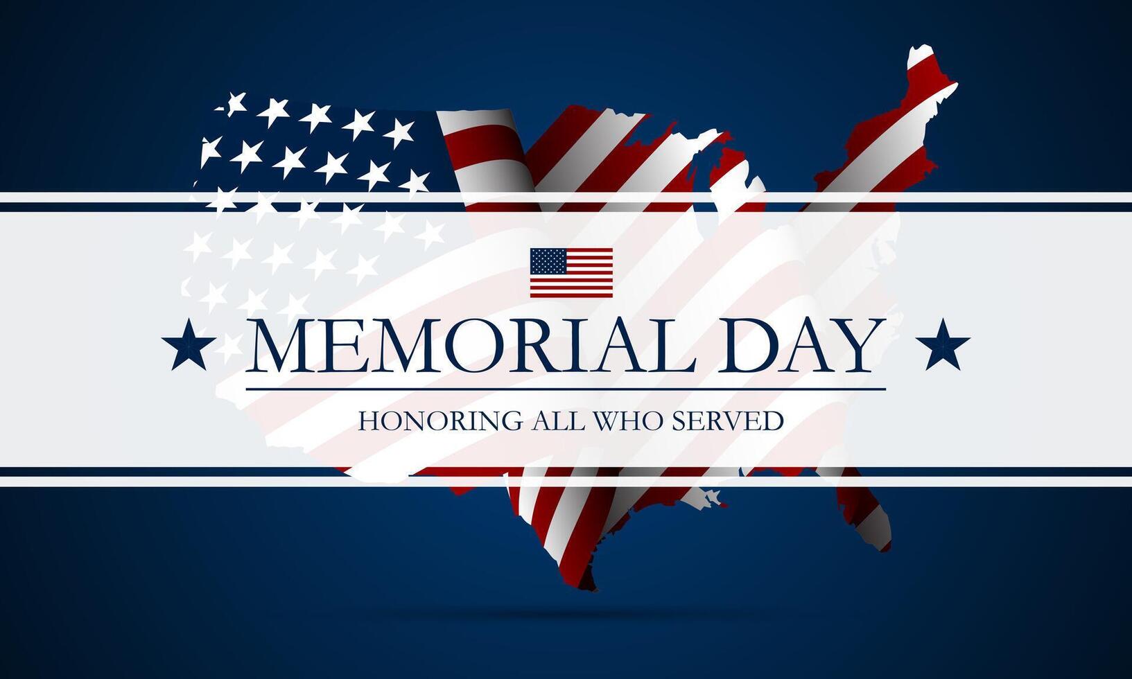 Memorial day background design with honoring all who served text vector