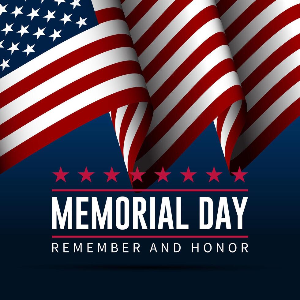 Memorial day background design with remember and honor text vector