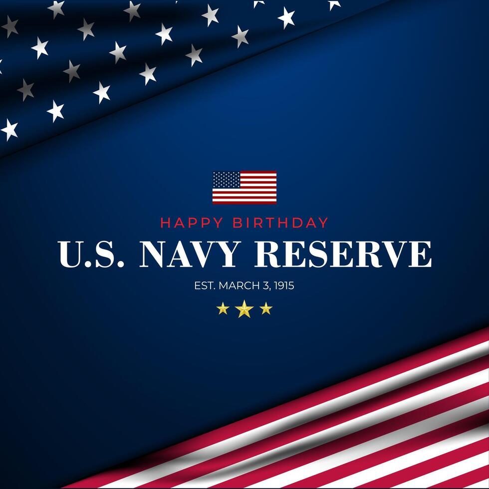 Happy Birthday US Navy Reserve March 03 Background Vector Illustration