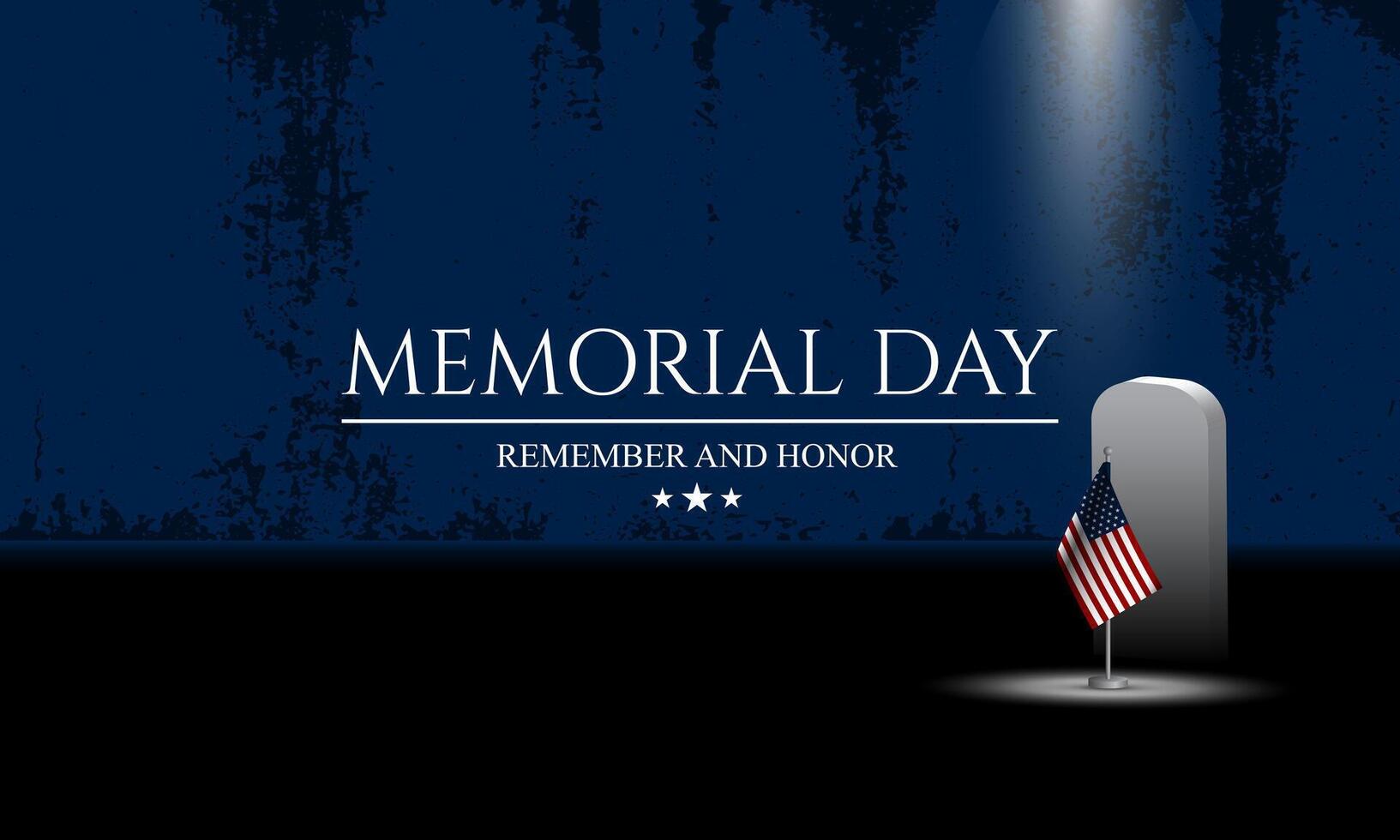 Memorial day background design with remember and honor text vector