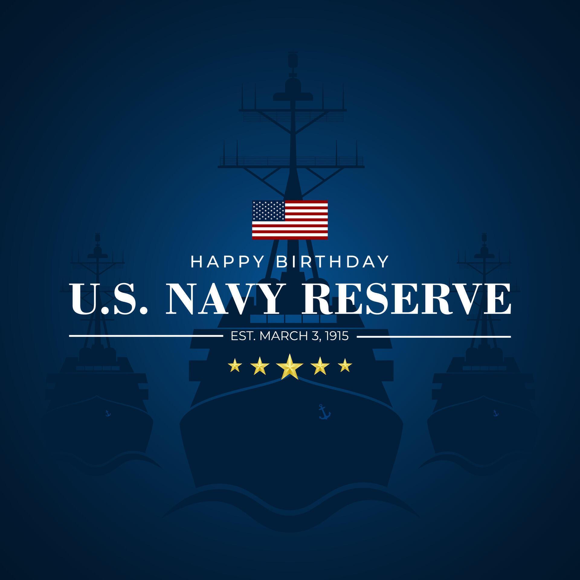 Happy birthday us navy reserve march 03 background vector illustration