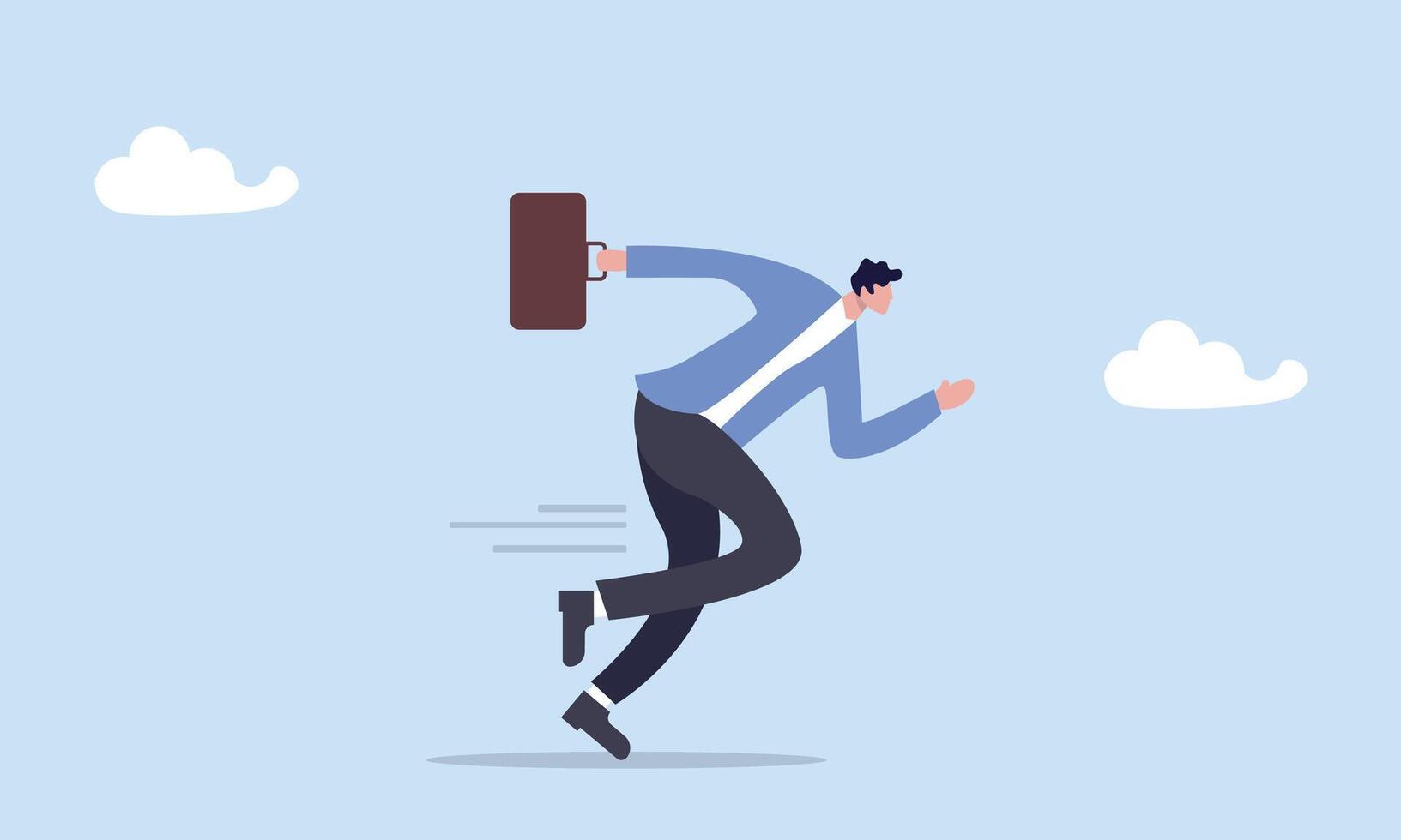 Business motivation or agility, confident motivated businessman holding briefcase running with full effort to win competition, success in fast change business competition, career challenge concept. vector