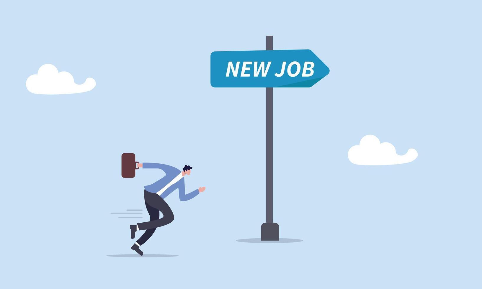 Change to new job, businessman employee carrying stuffs changing to new job opportunity, career or opportunity, new challenge to success, improvement or advancement, recruitment or employment concept. vector