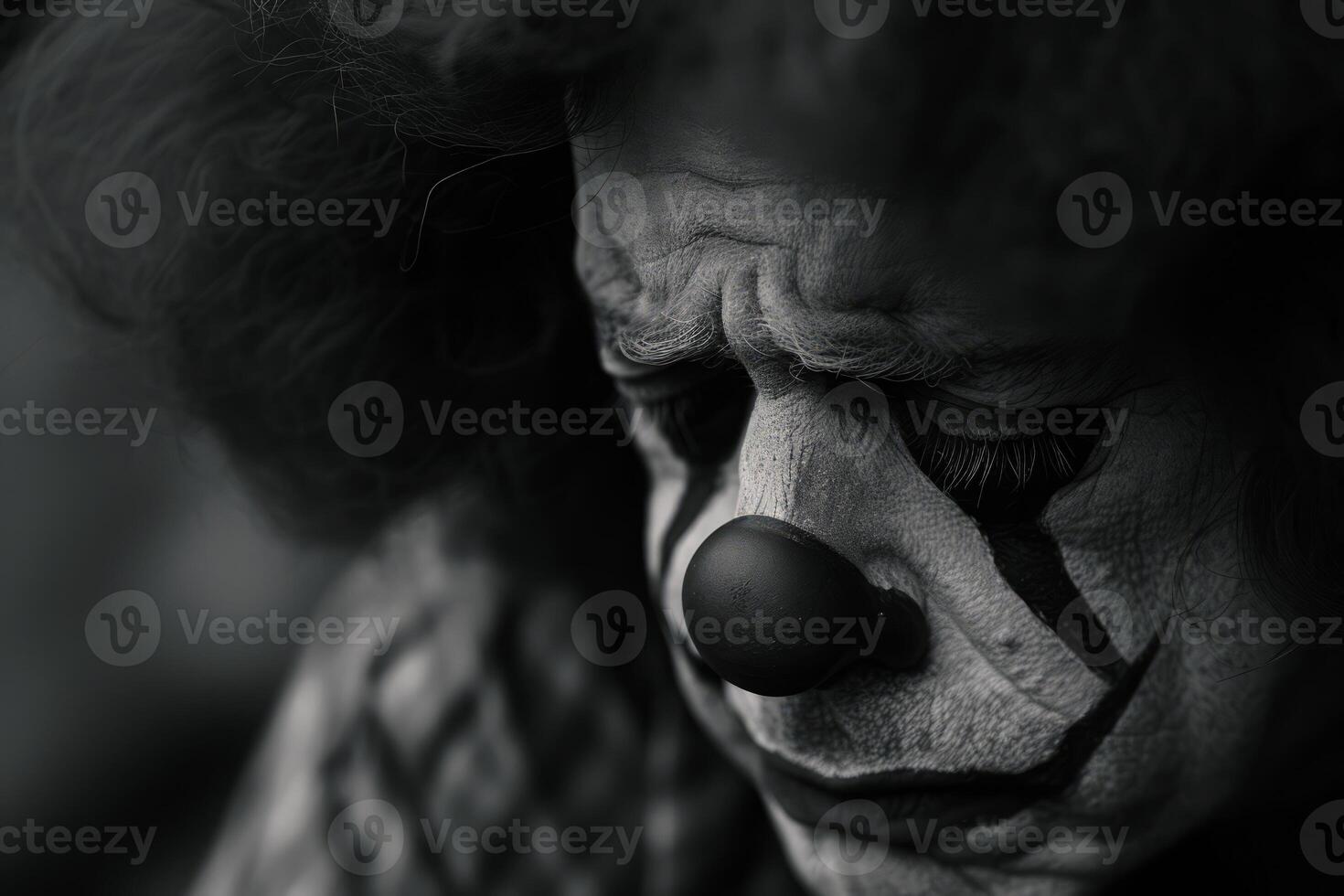 AI generated Upset clown in depression photo