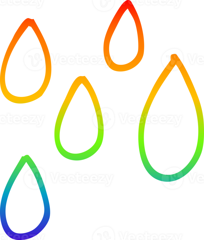 dibujo de línea de gradiente de arco iris gotas de pintura verde de dibujos animados png