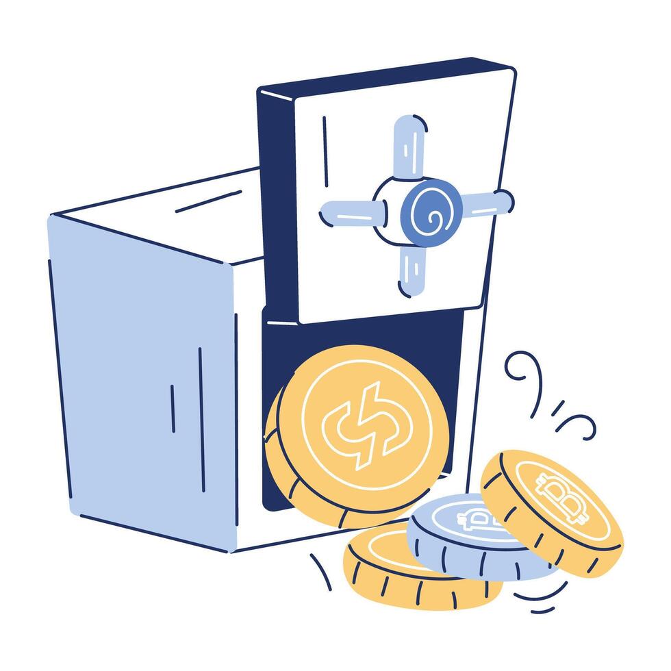 Cryptocurrency Doodle Mini Illustration vector