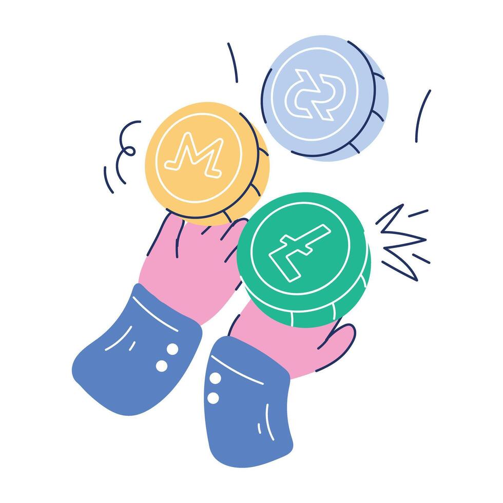 Cryptocurrency Doodle Mini Illustration vector