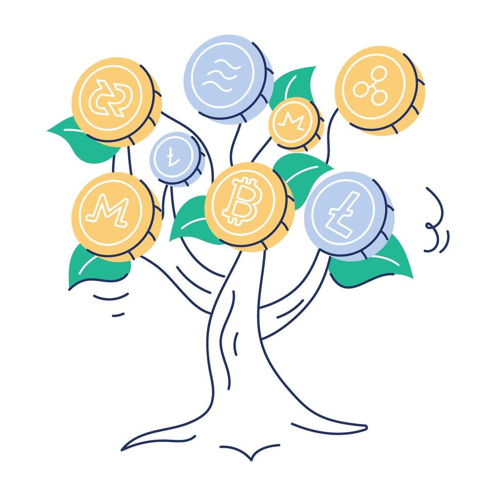 Crypto Market Doodle Mini Illustration vector