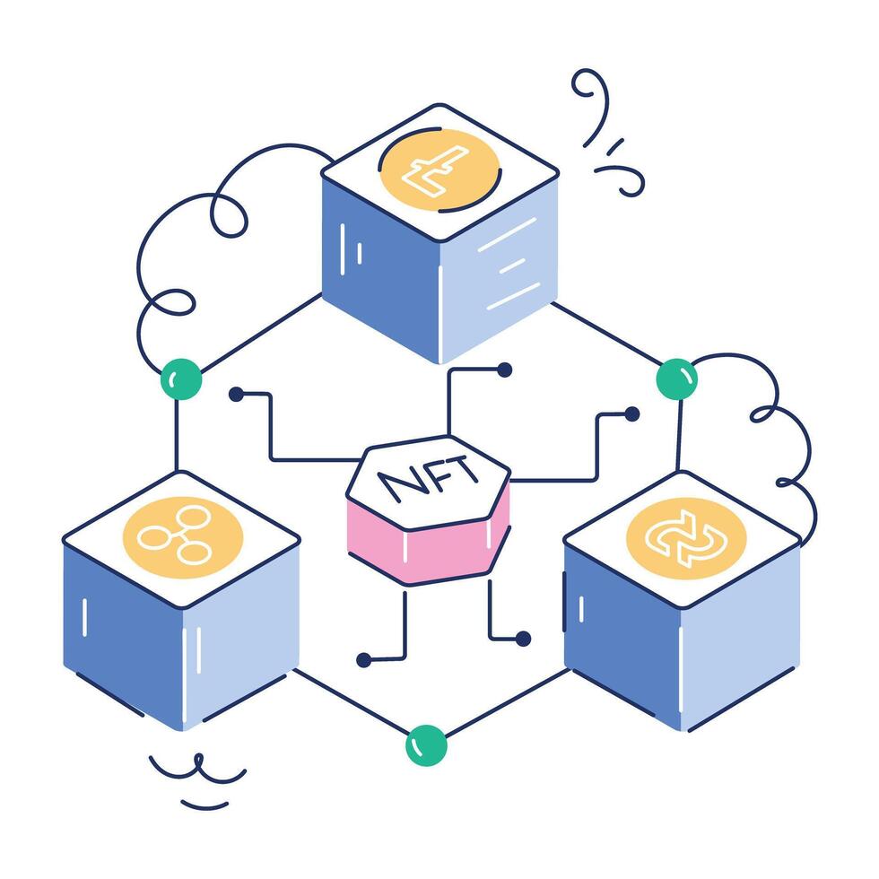 Mini Illustrations Depicting Crypto Technology vector