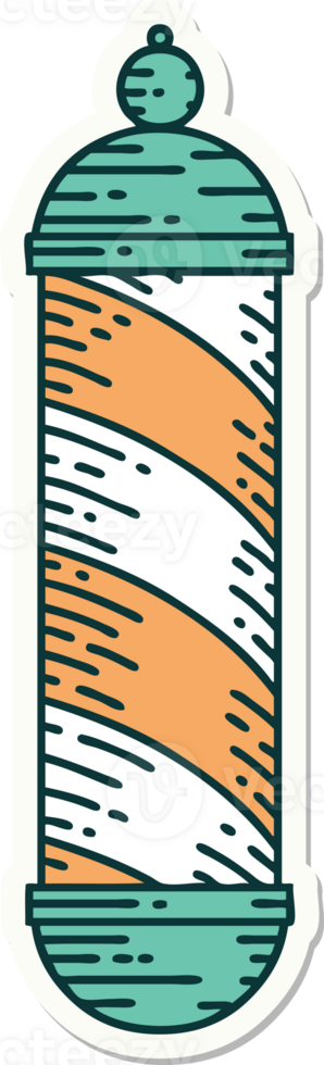 tattoo style sticker of a barbers pole png
