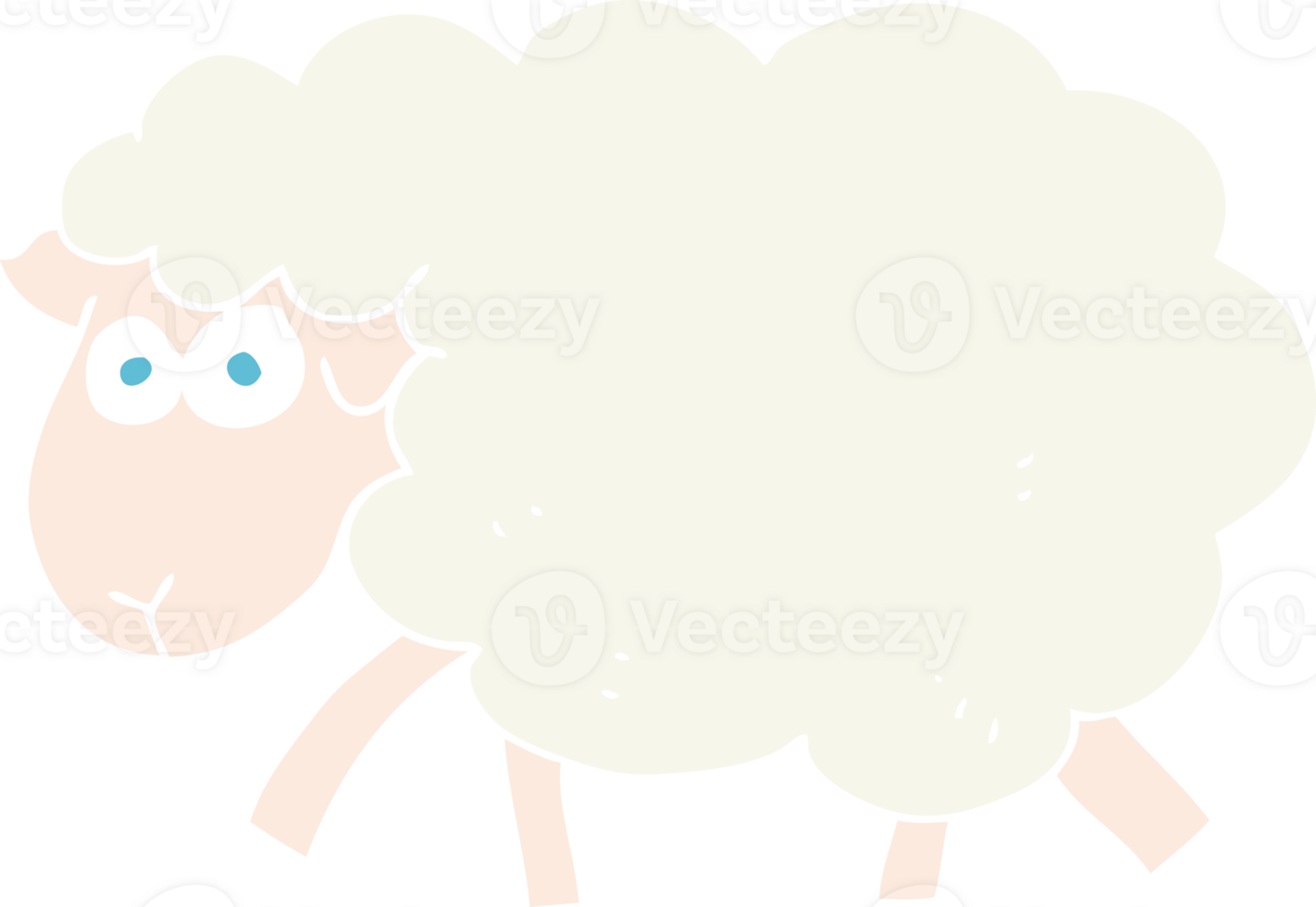 flat color illustration of a cartoon sheep png