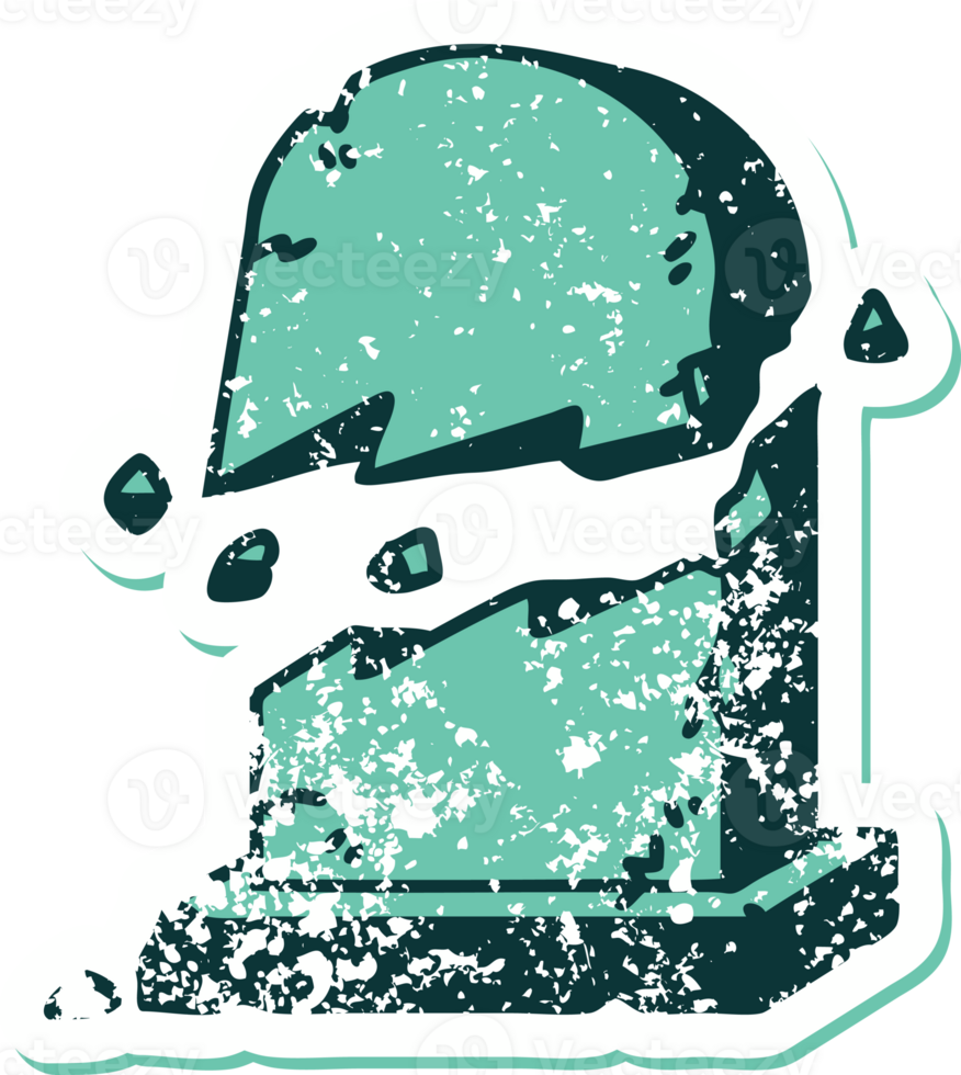 distressed sticker tattoo style icon of a broken grave stone png