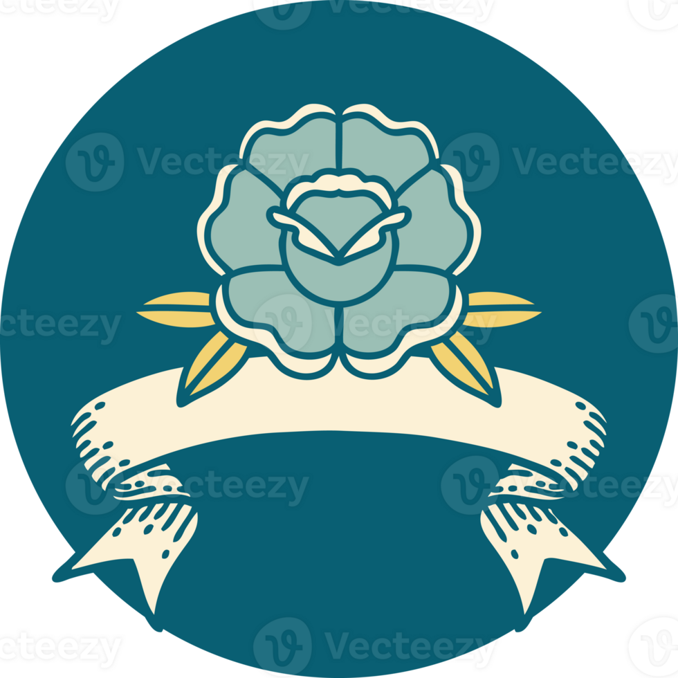 icon with banner of a flower png