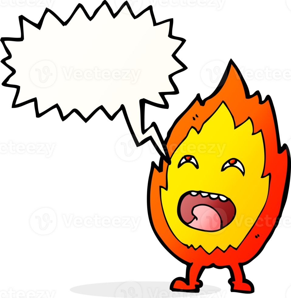 cartoon flame character with speech bubble png