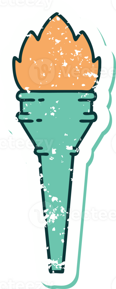 distressed sticker tattoo style icon of a lit torch png