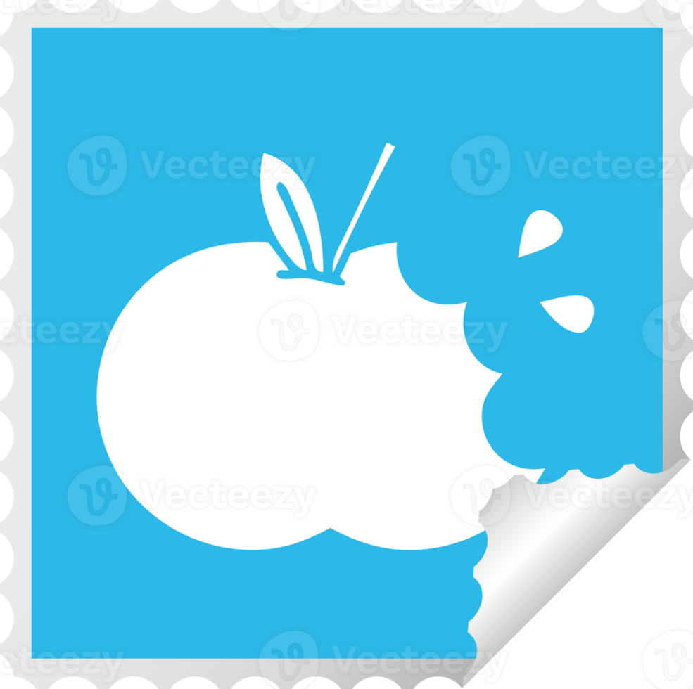 square peeling sticker cartoon juicy apple png