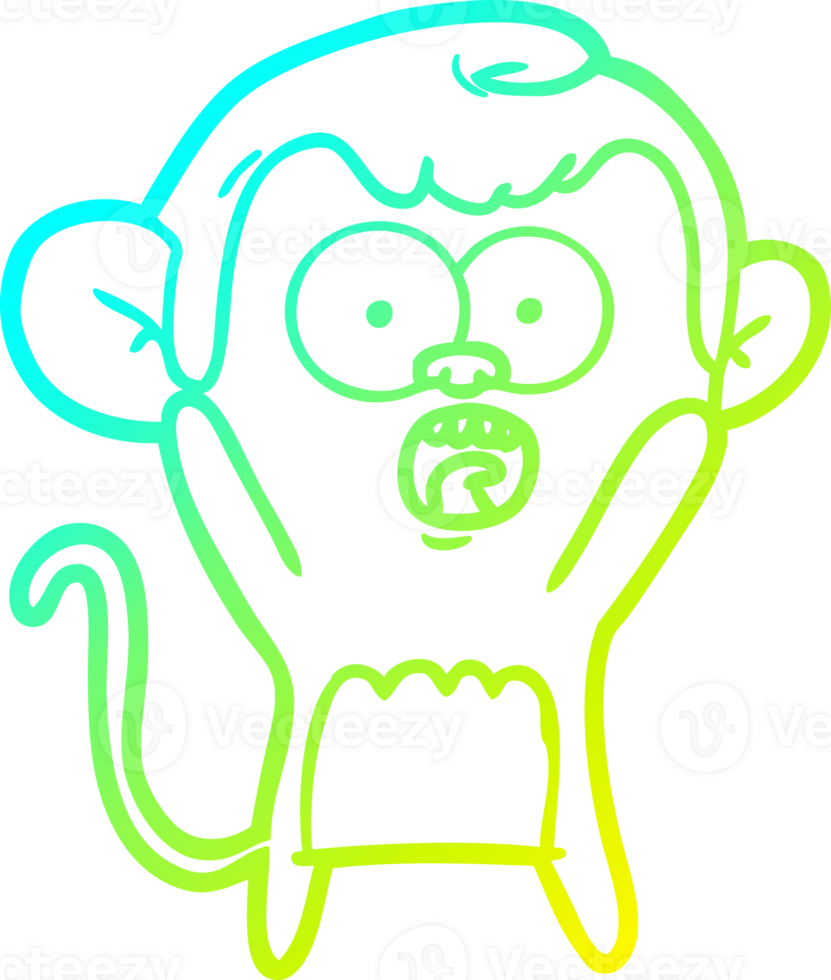 cold gradient line drawing cartoon shocked monkey png