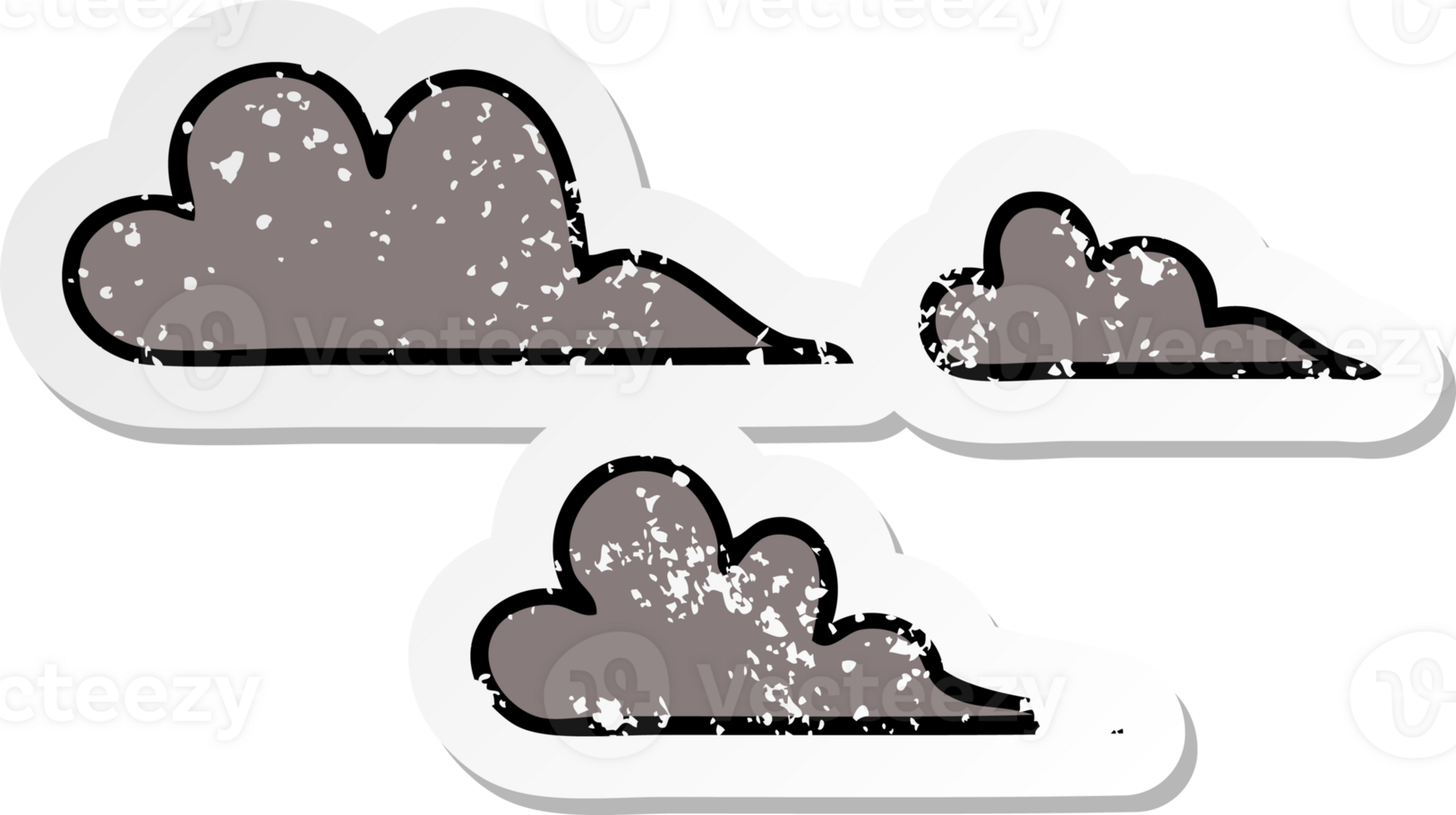 distressed sticker of a cute cartoon storm cloud png
