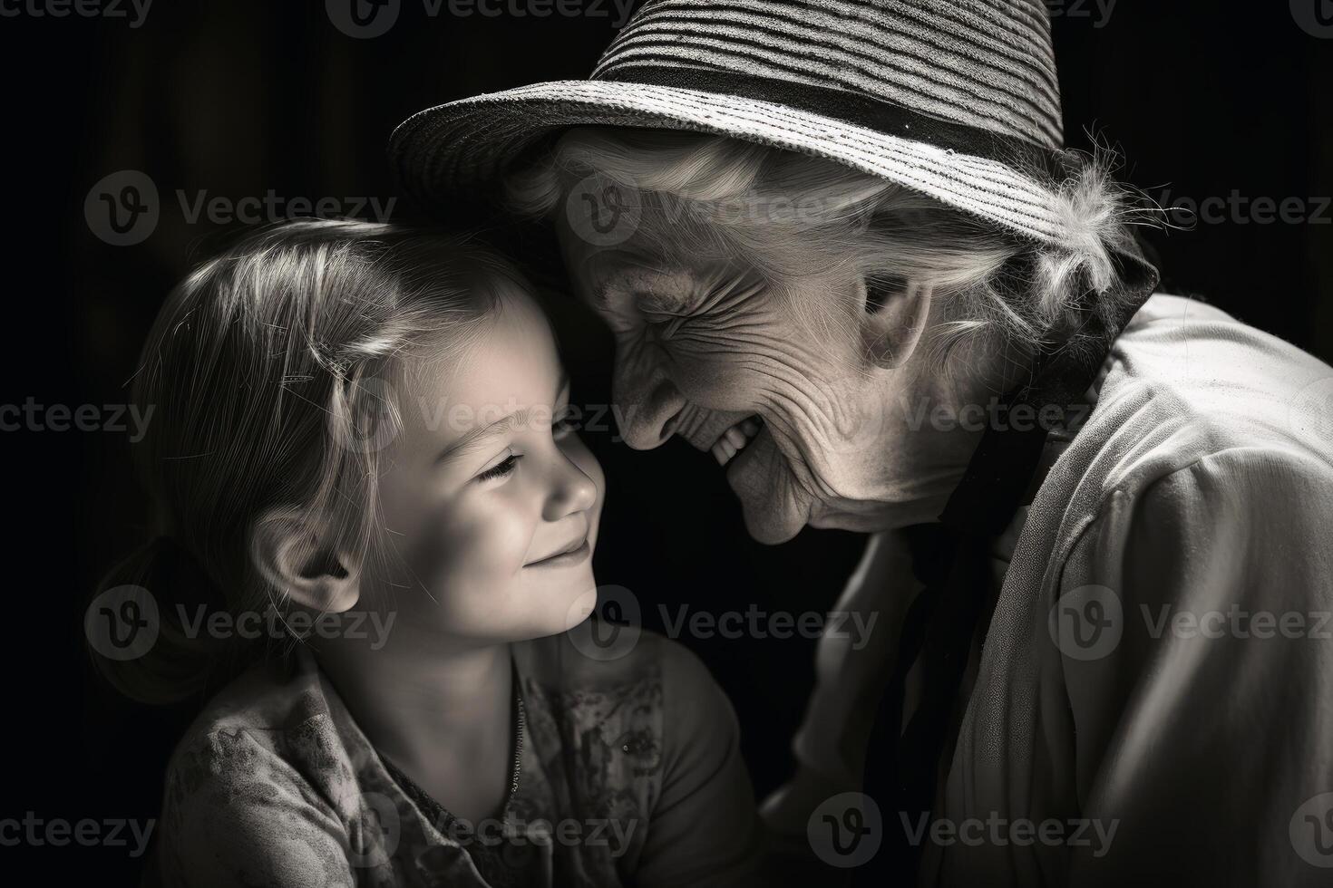 ai generado un abuela y su nieto juntos. ai generado foto