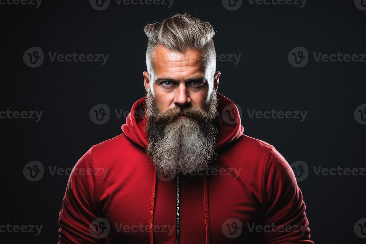 AI generated A mid age bearded man studio shot on a dark background. AI generated photo