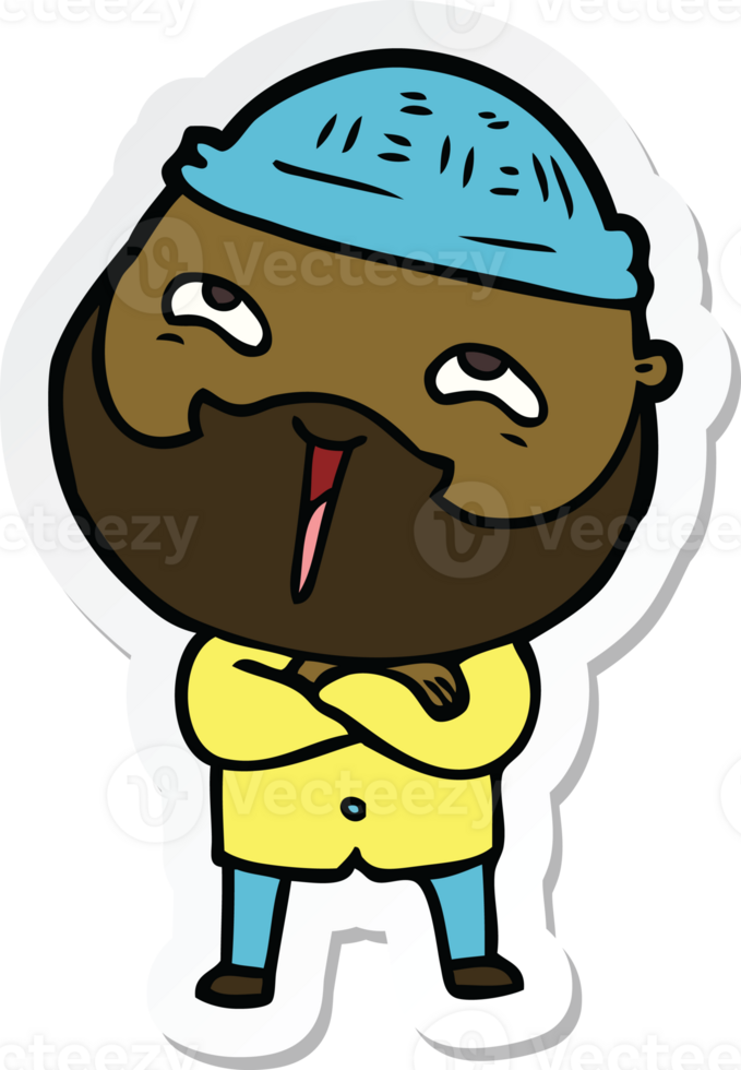 sticker of a cartoon happy bearded man png