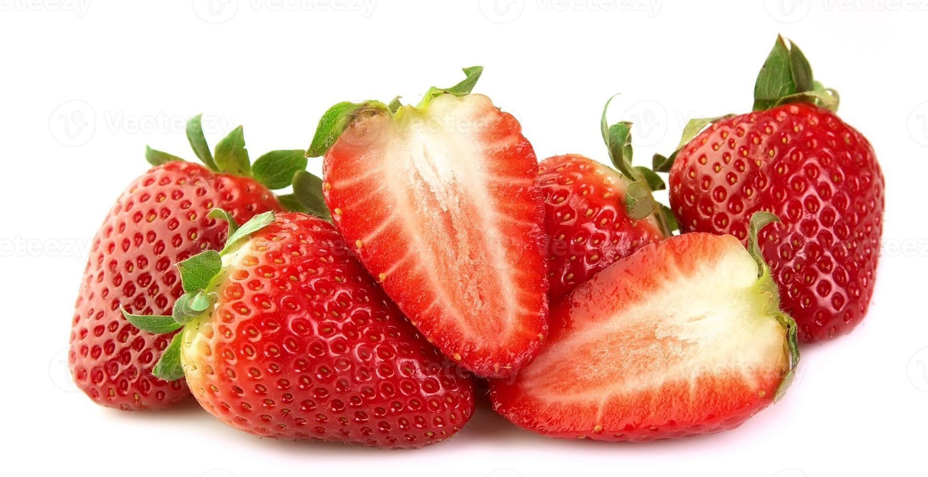 Juicy strawberry on white backgrounds photo