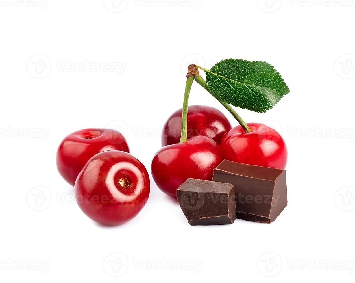 Sweet cherry berry with chocolate photo