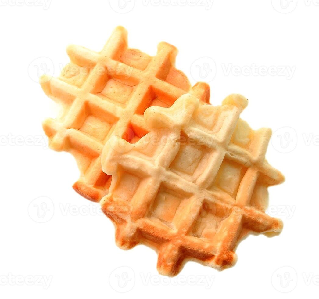 Delicious waffles on white backgrounds photo