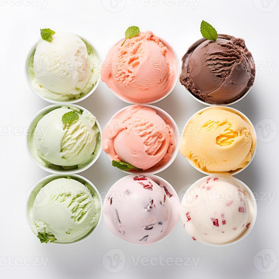 AI generated Top view of gelato ice cream photo