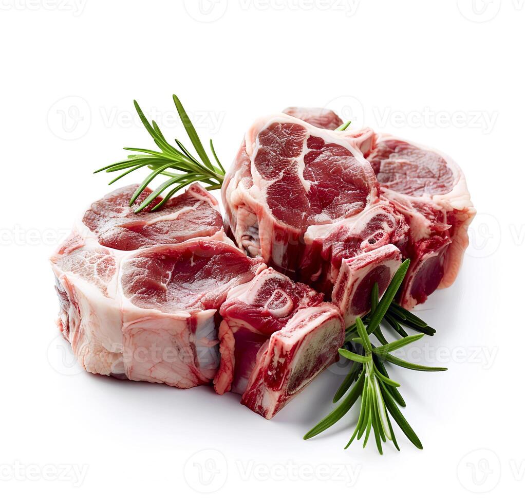 AI generated Crude riba meat with rosemary photo