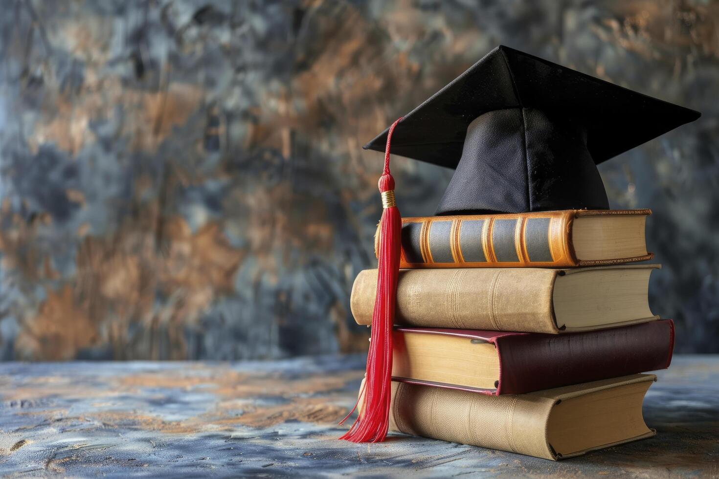 AI generated A graduation cap with books, Education day photo