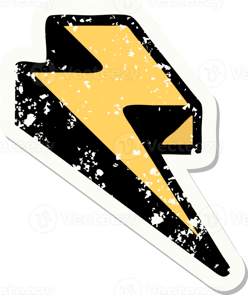 traditional distressed sticker tattoo of lightning  bolt png