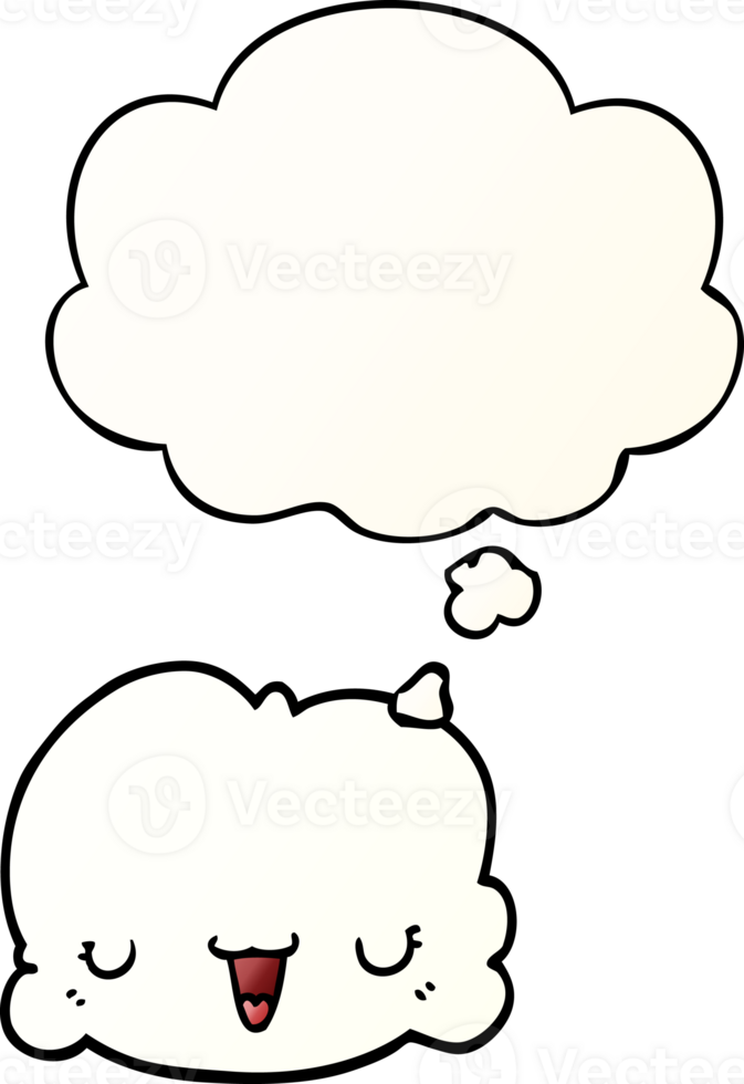 cute cartoon cloud and thought bubble in smooth gradient style png