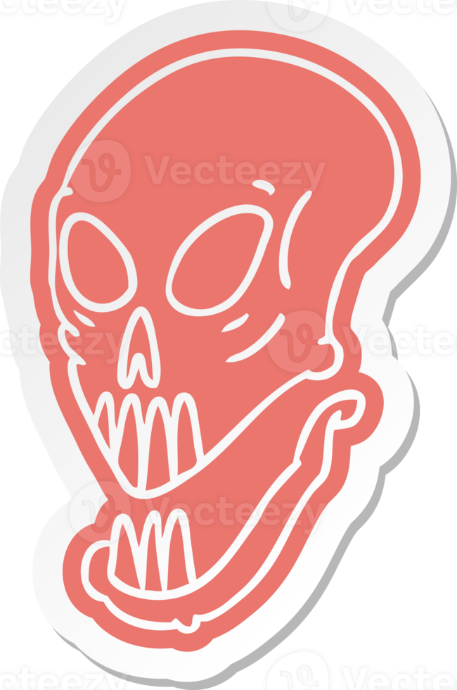 cartoon sticker of a skull head png