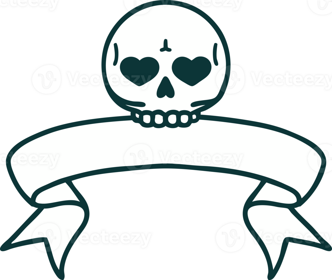 tattoo with banner of a skull png