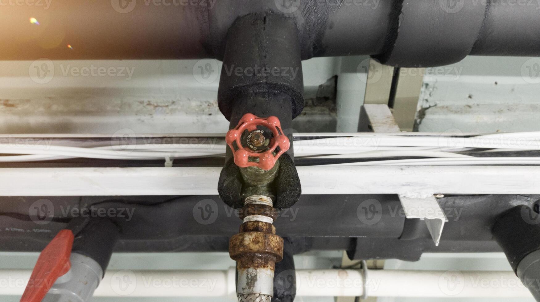 Installation of polypropylene pipe with stop gate valve for  water pressure. photo