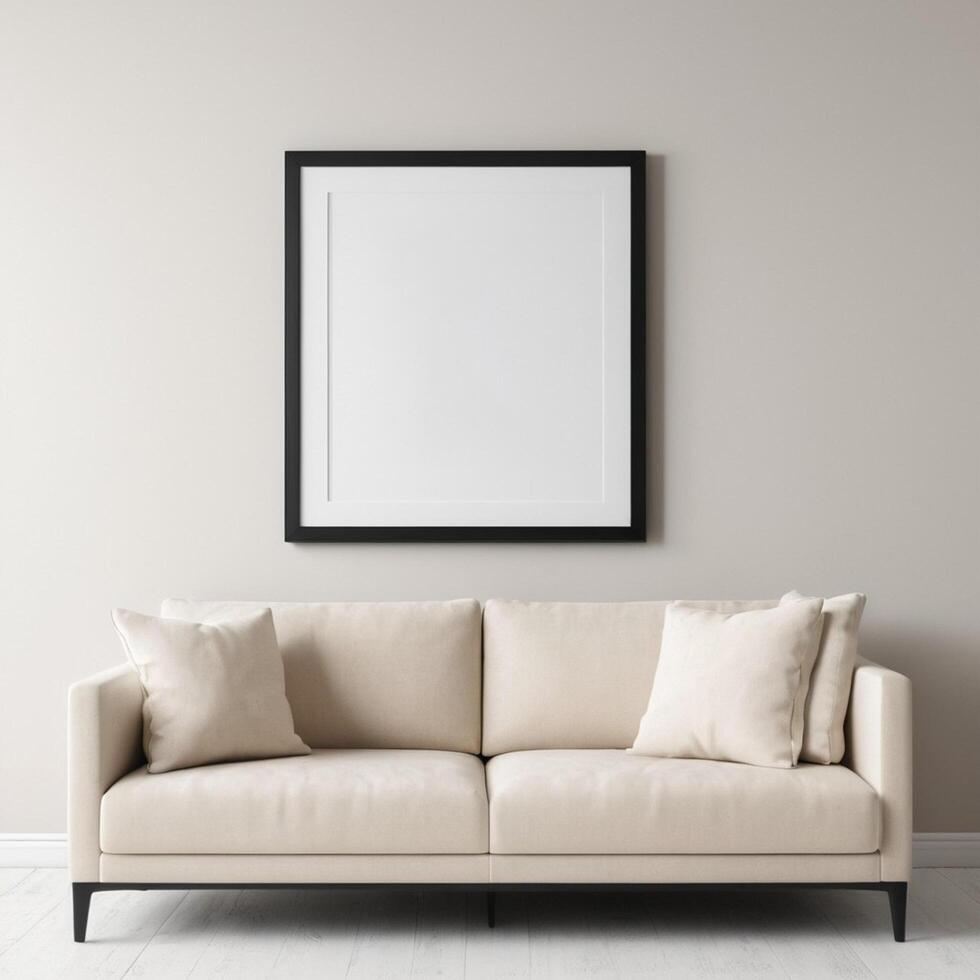 AI generated photo of a modern living room with wall frame