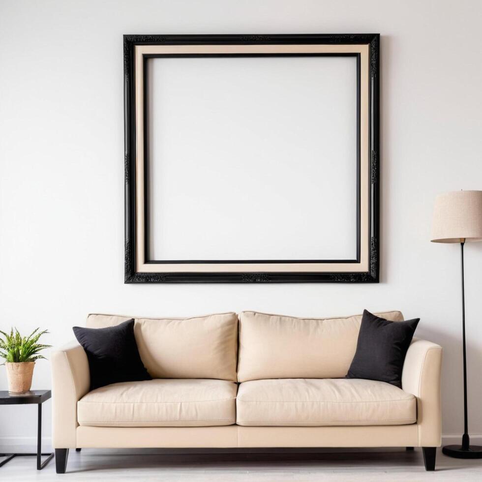 AI generated photo of a modern living room with wall frame