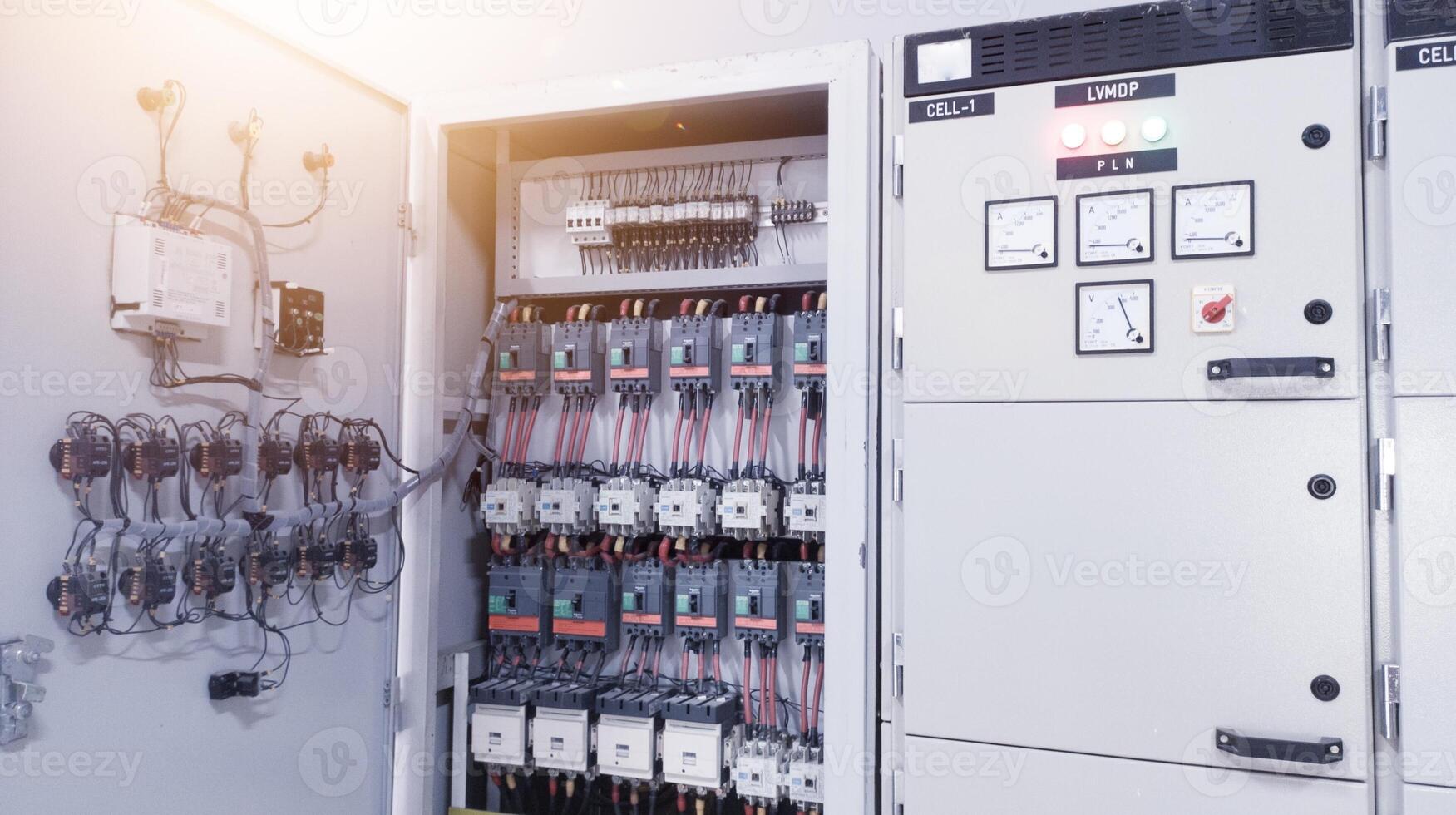 The Electrical Panel of power control main distribution in the induatrial power plant. photo