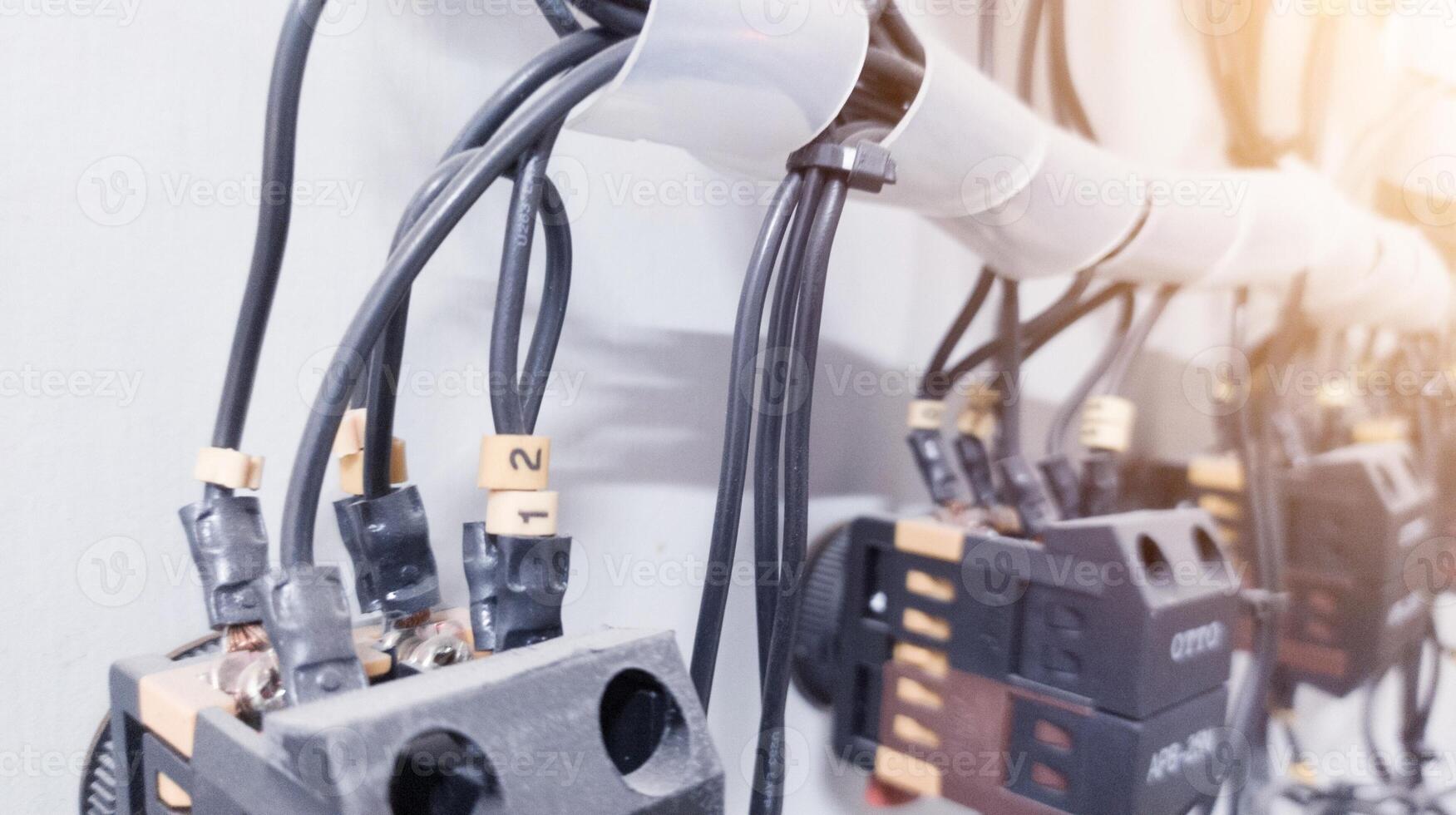 Wiring Circuit of Terminal Switches on the panel control power plant. photo