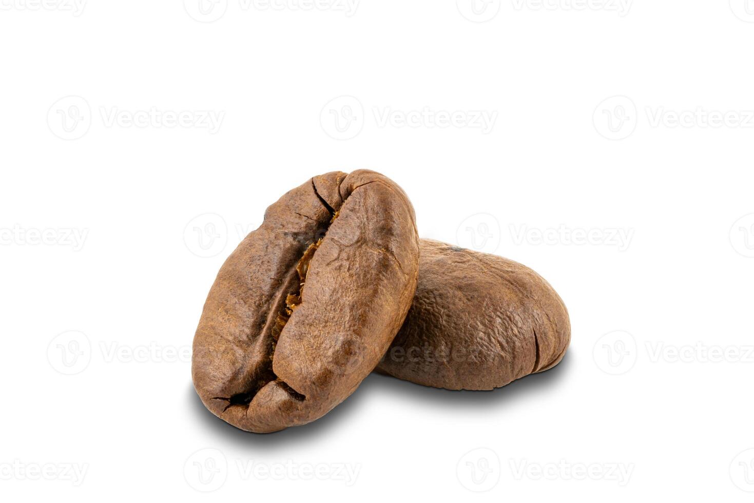 Closeup of coffee beans isolated on white background with clipping path. photo
