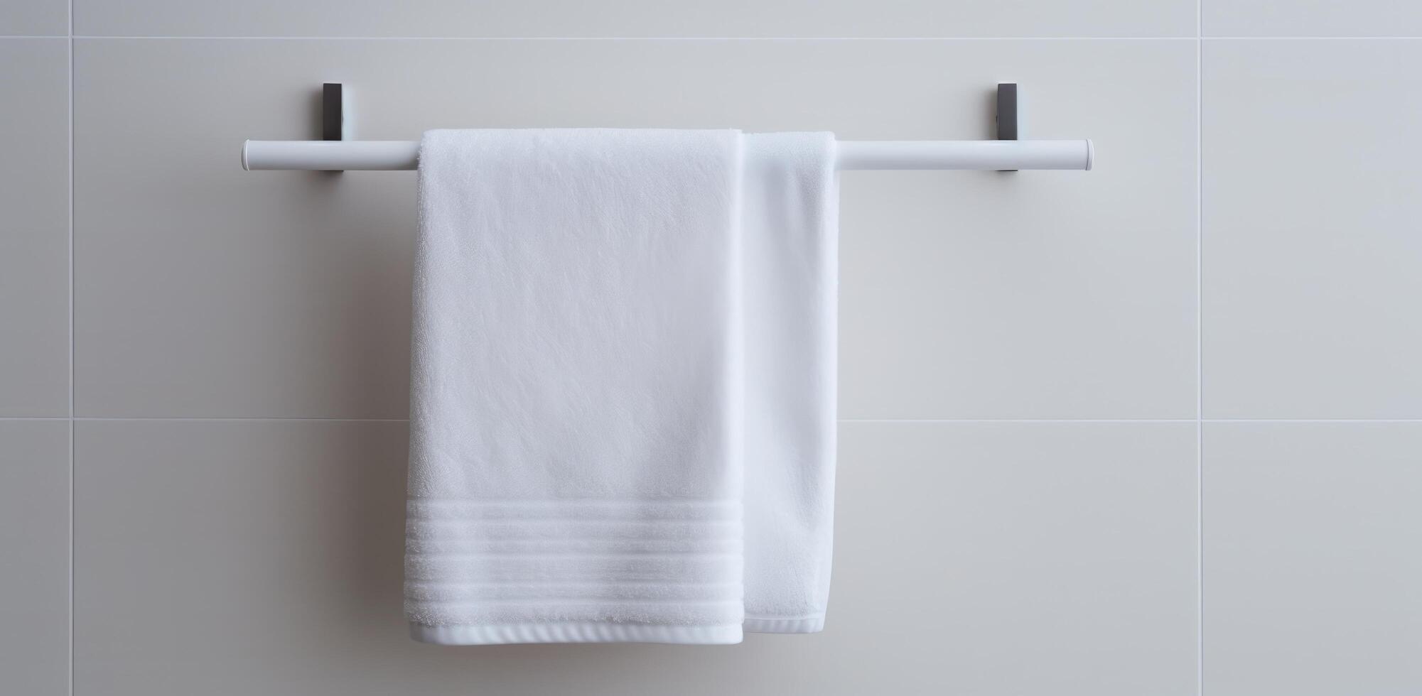 AI generated a towel rack sitting in a small white bathroom photo