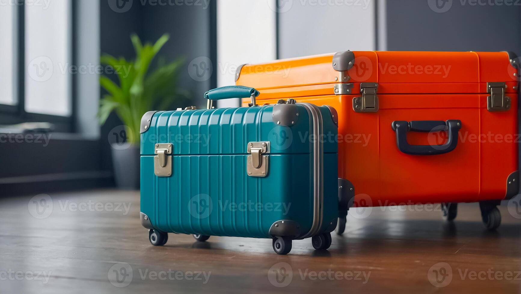 AI generated Beautiful suitcase in the apartment photo