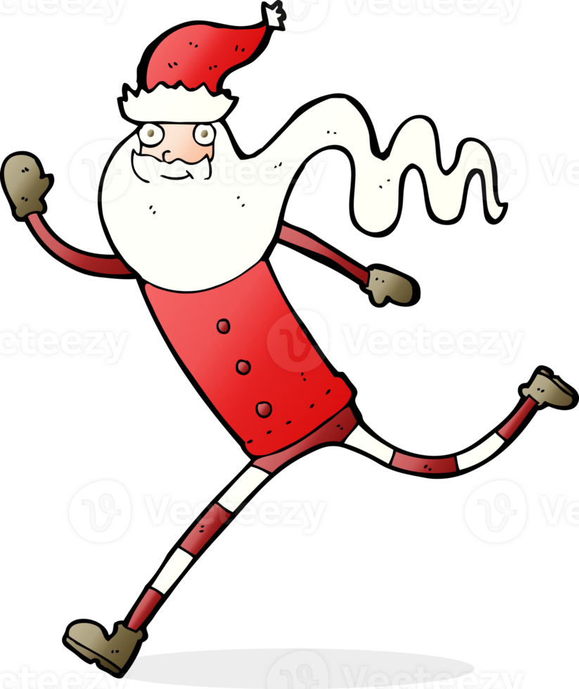 cartoon running santa png