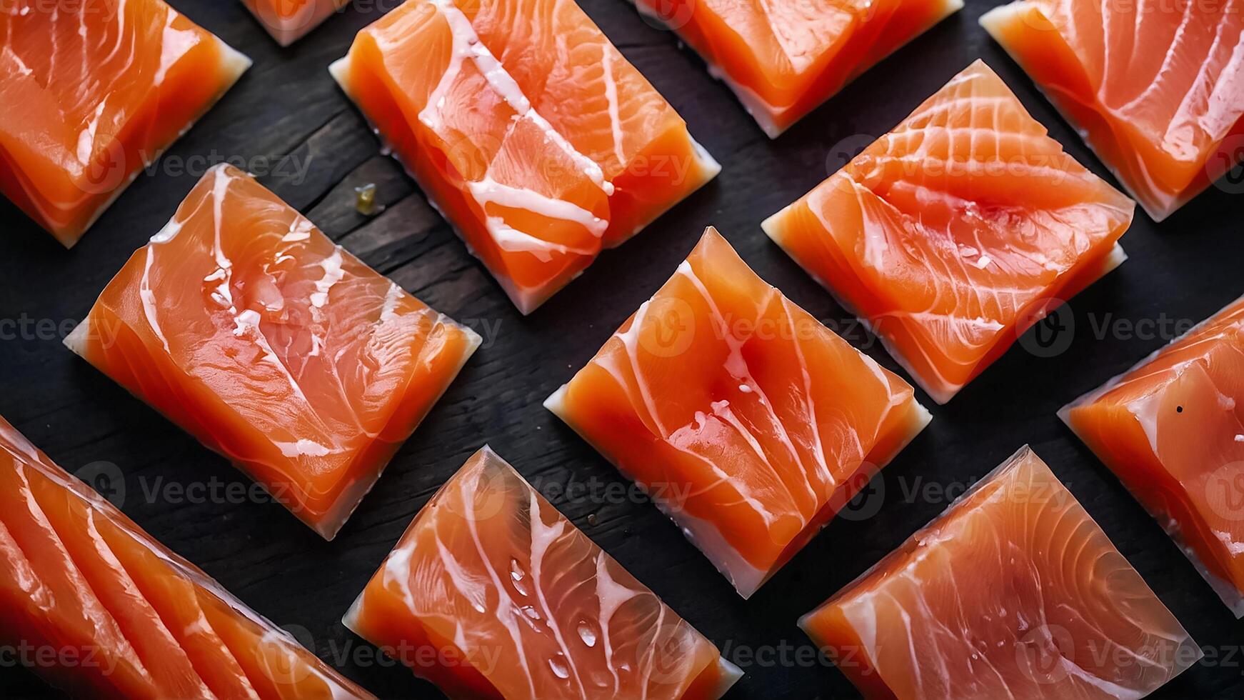 AI generated fresh sliced salmon on the table photo