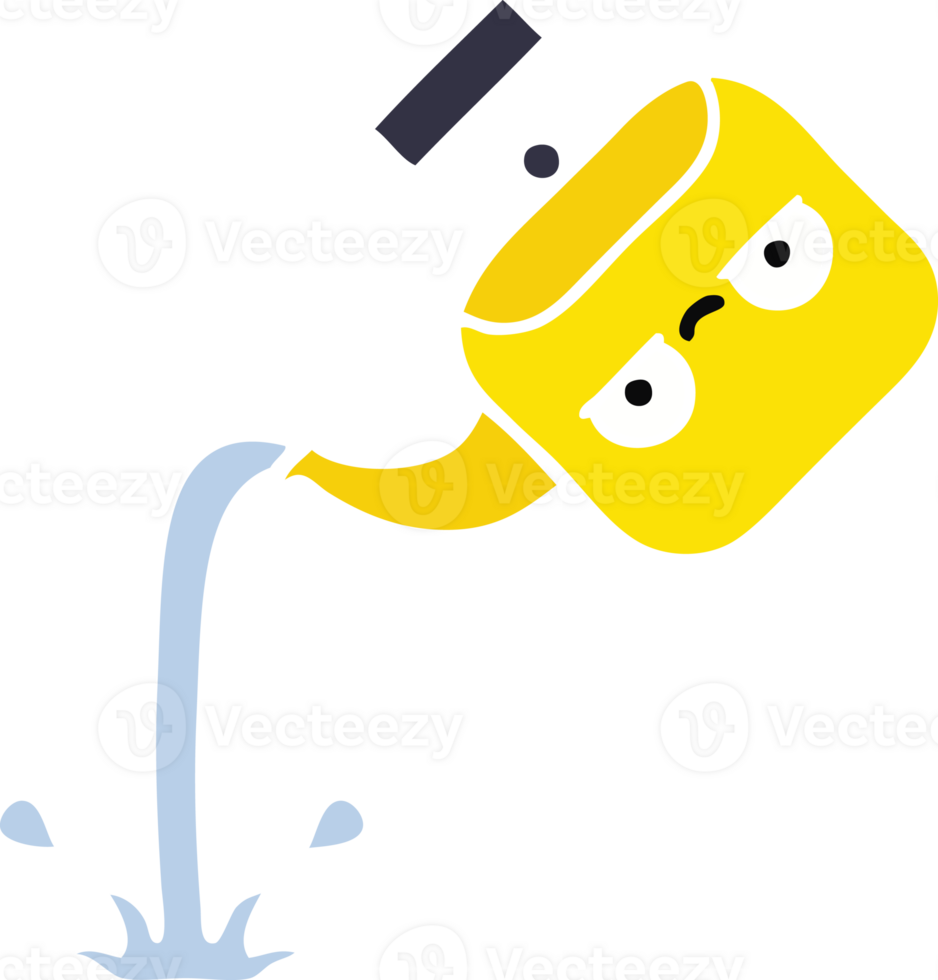 flat color retro cartoon of a pouring kettle png