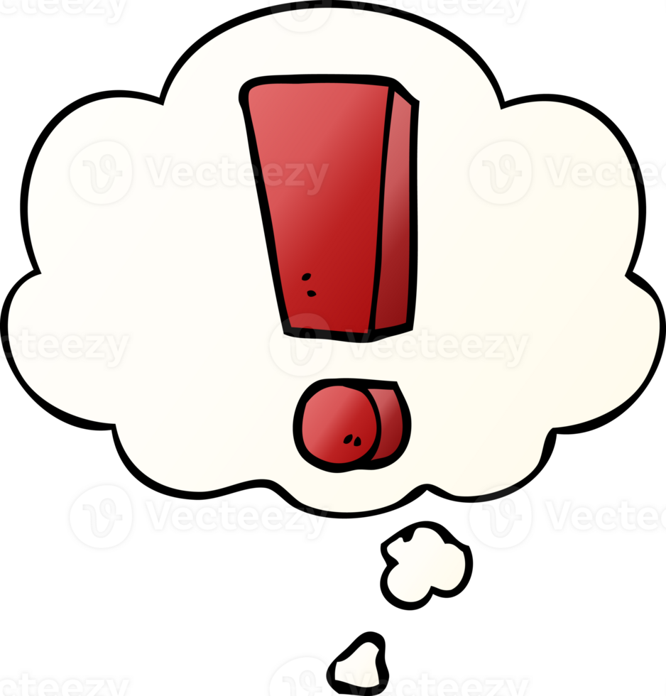 cartoon exclamation mark and thought bubble in smooth gradient style png